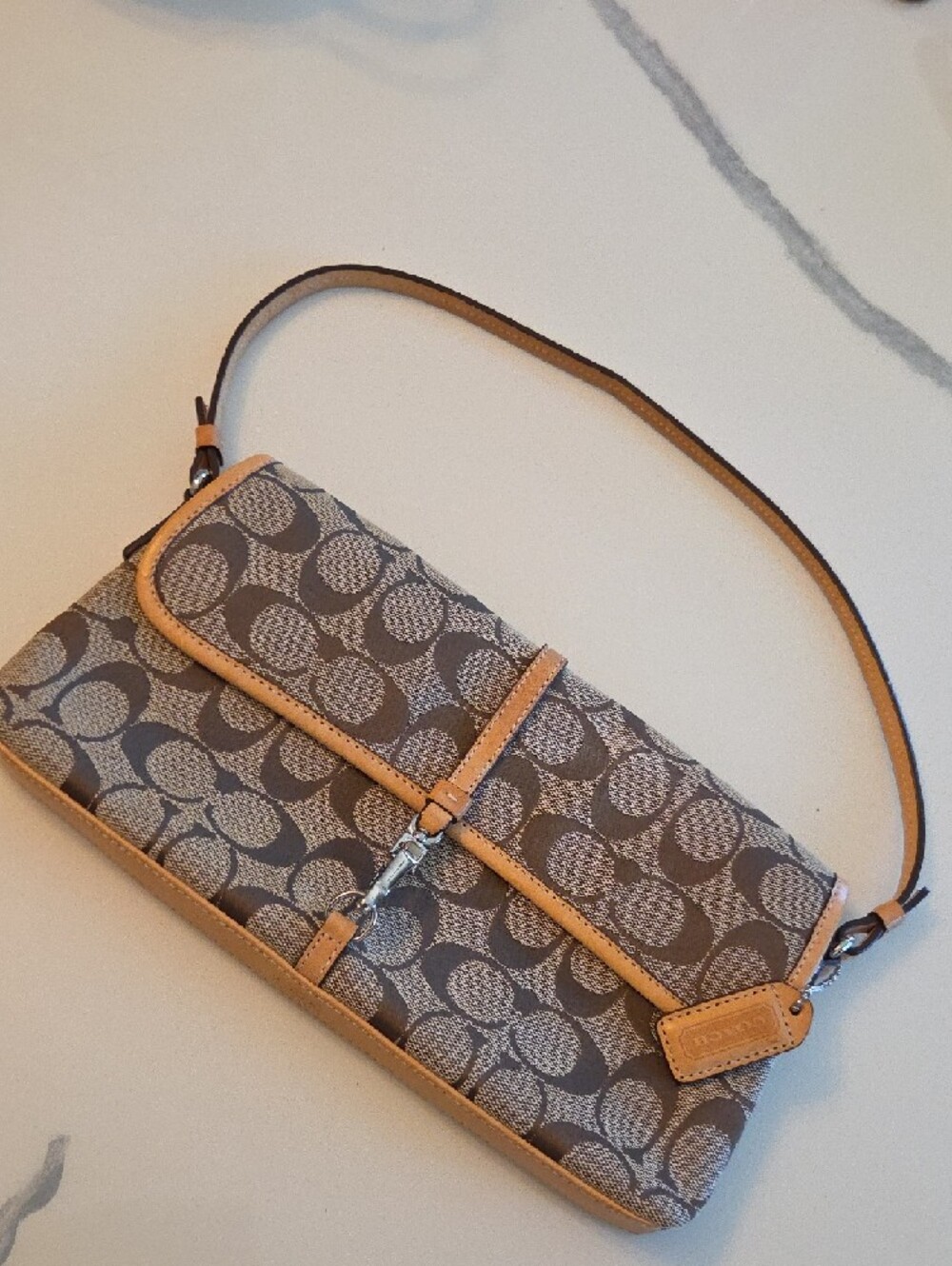 Coach Brown and Tan Signature Jacquard Shoulder Bag - Picture 6 of 6